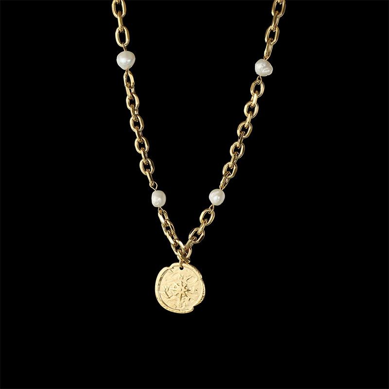 Marke Kompass Perlenkette Persönlichkeit Licht Luxus Halskette