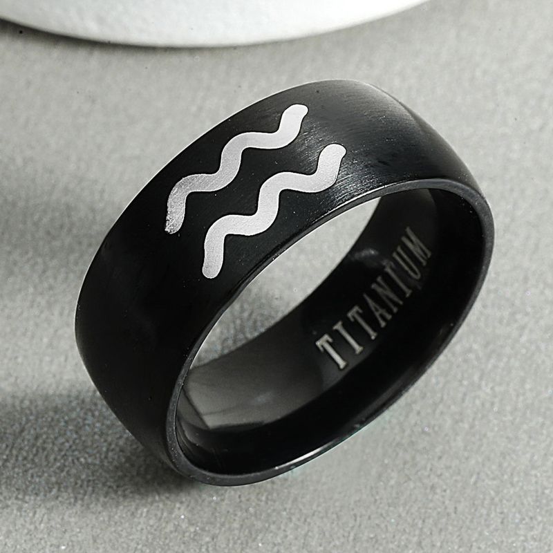 316 Titanium Steel Ring Men's Aquarius Ring