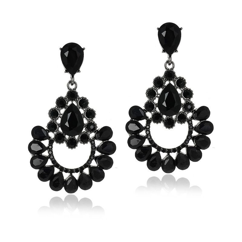 Rétro Cristal Creux Dames Boucles D&#39;oreilles Bijoux De Mariée Robe De Banquet Accessoires En Gros