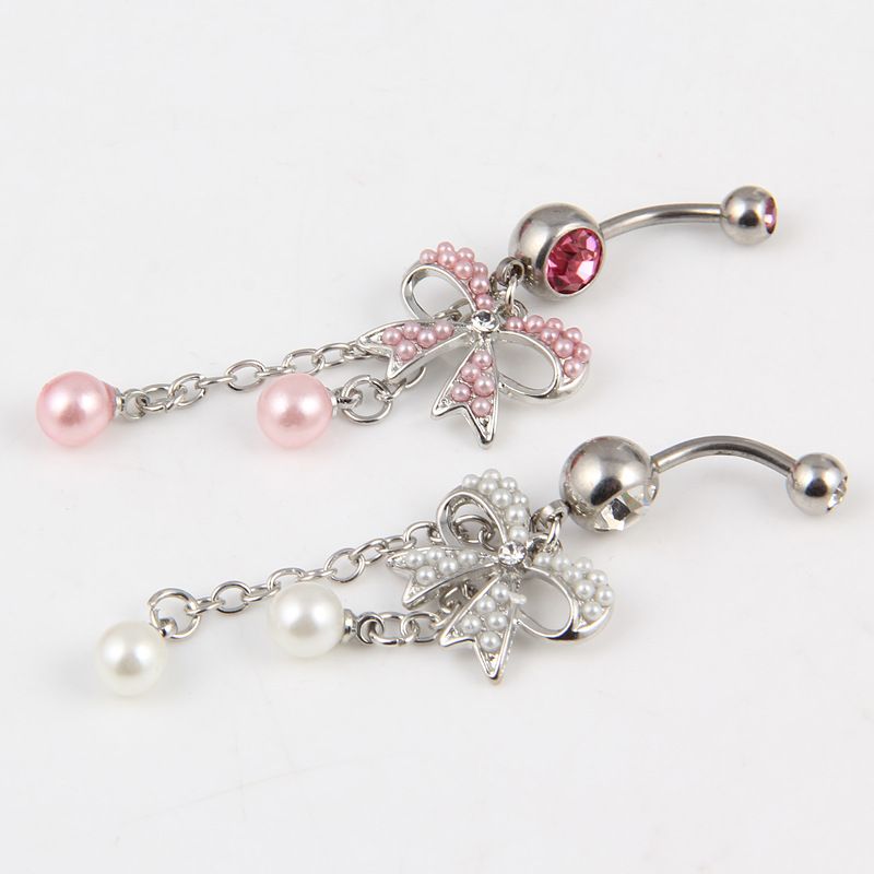 Piercing Jewelry Natural Pearl Bowknot Umbilical Ring Umbilical Nail