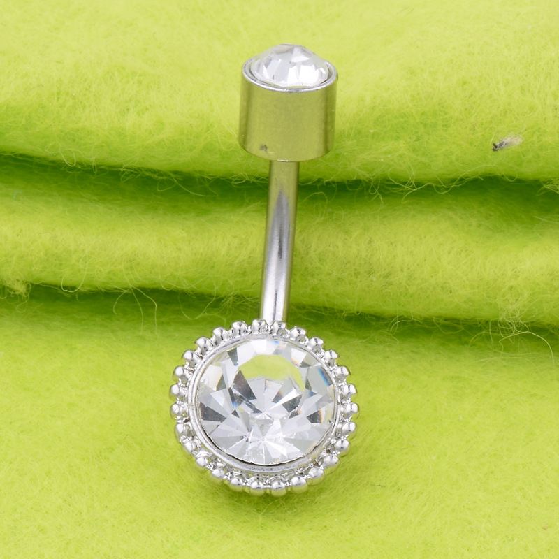 New Diamond Zircon Belly Button Nail Mpiercing Jewelry Cylindrical Belly Button Ring