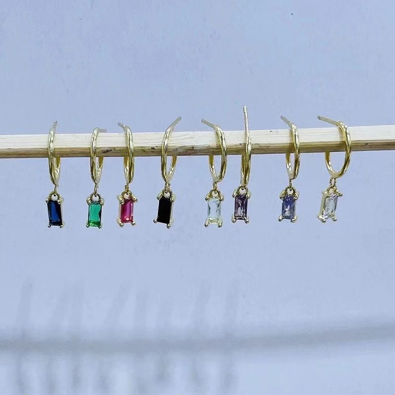 Rectangular Zircon Earrings Geometric Simple Color Ear Buckle Wholesale