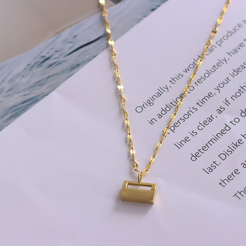 French Gold Brick Fairy Titanium Steel Clavicle Necklace