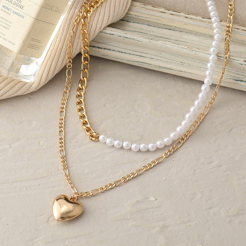 Creative Heart-shape Necklace Personality Double-layer Alloy Necklace