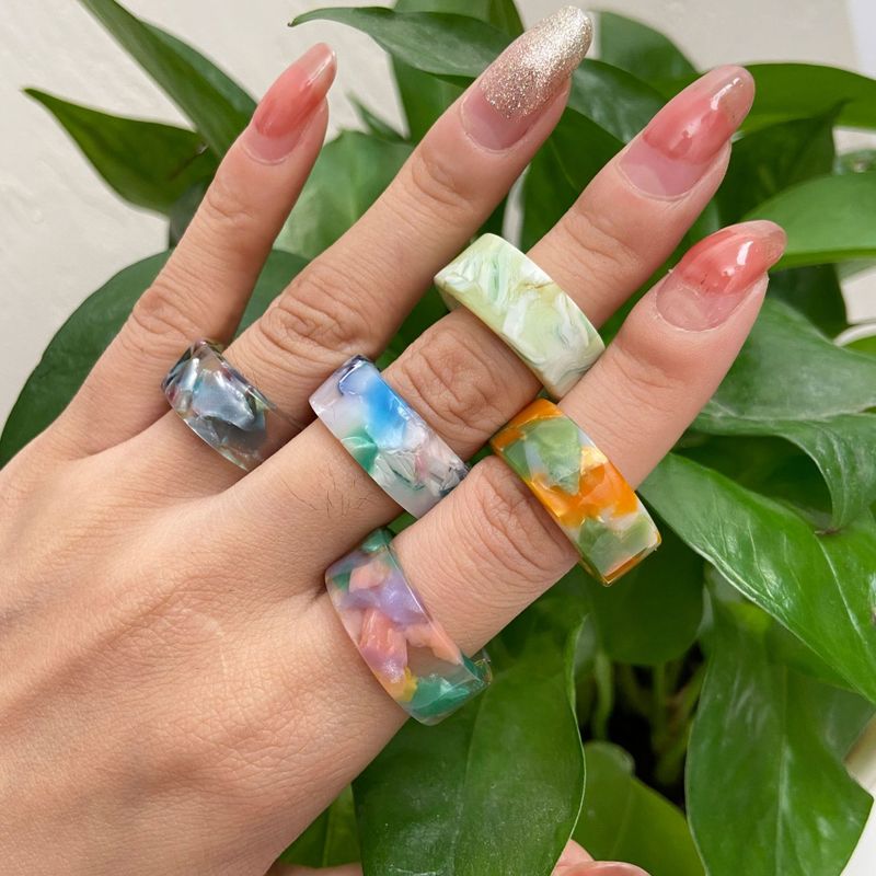 Fashion Floral Resin Ring Retro Candy Color Simple Ring