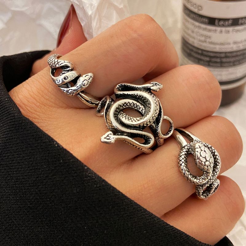 53468 Mushang Retro Snake Ring Ring Ring ، أوروبا والولايات المتحدة ، والأزياء عبر الحدود ، وخاتم الثعبان ، وخاتم الثعبان الرجعي الشرير