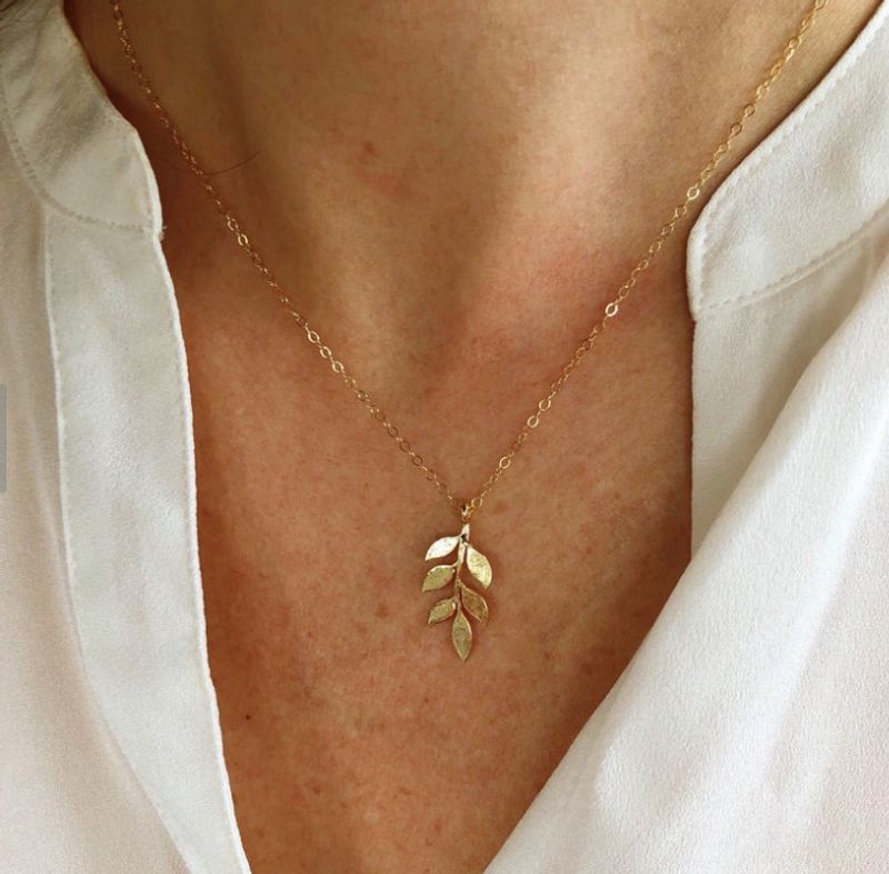 New Leaf Anhänger Lange Halskette Kreative Retro Einfache Schlüsselbeinkette Weiblich