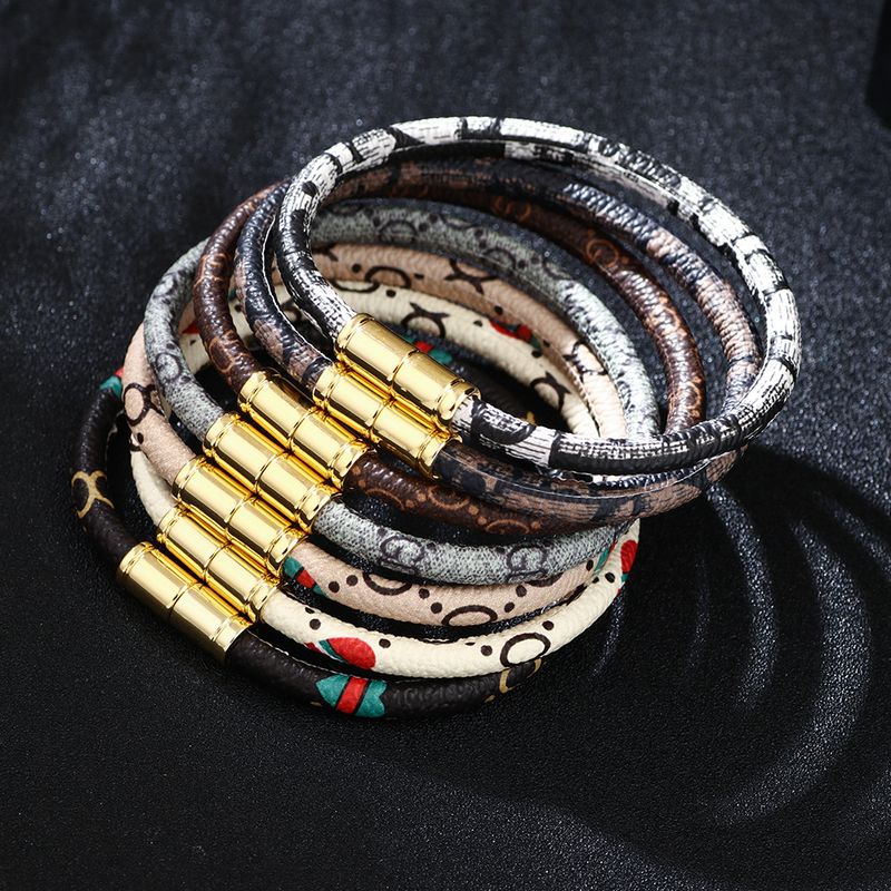 Colorful Pu Leather Couple Alloy Magnetic Buckle Bracelet