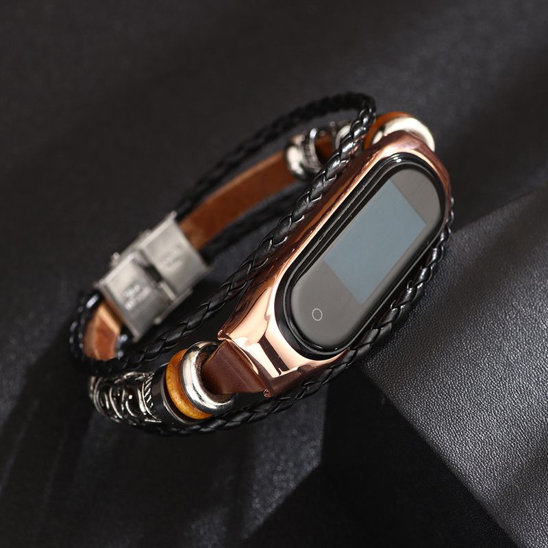 Suitable For  3-4 Generation Bracelet Strap Metal Frame Ethnic Leather Watch Strap