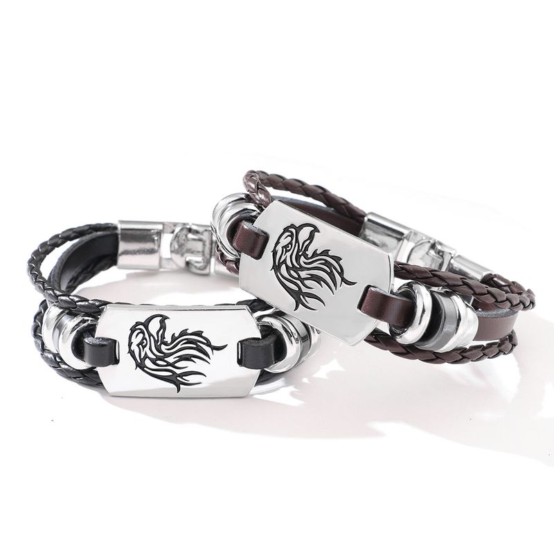 Nouveau Bracelet En Cuir Personnalité Mode Forme Animale Bracelet Tête D&#39;aigle