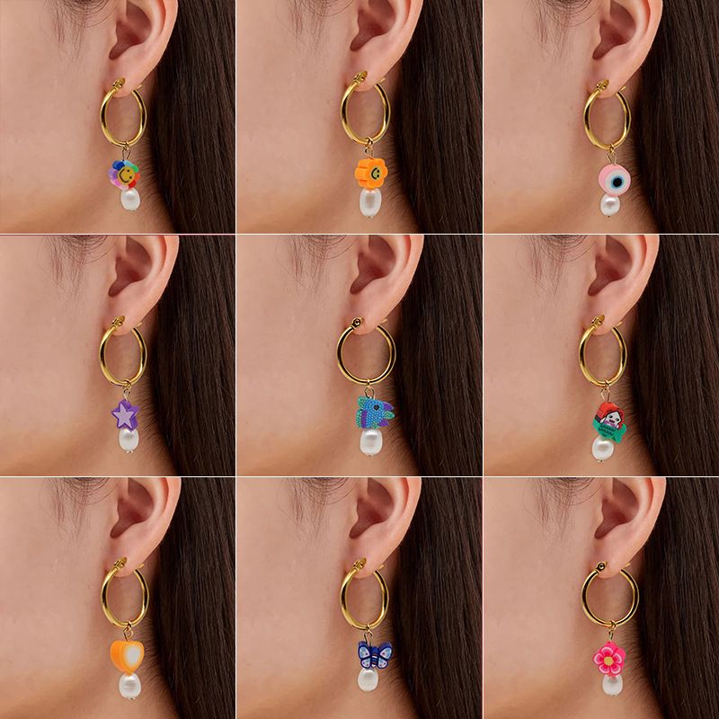 Bohemian Color Matching Simple Soft Ceramic Pearl Earrings Wholesale