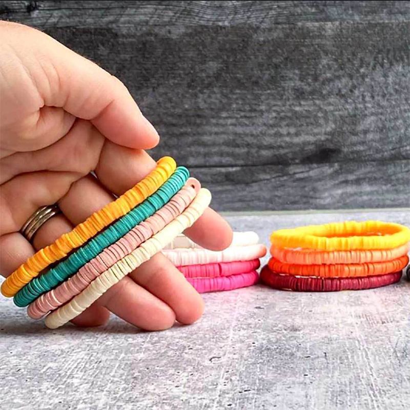 Joyería De Pulsera De Cuerda Elástica De Arcilla De Color Sólido Bohemio