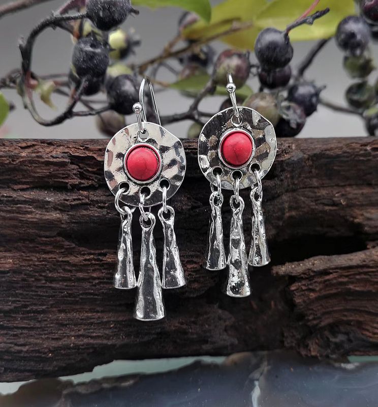 European And American New Red Turquoise Earrings Retro Ethnic Earrings
