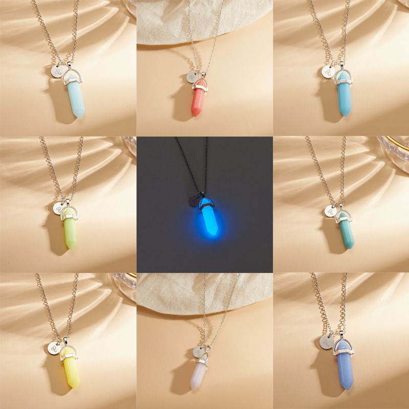 European And American Fashion Creative Luminous Natural Stone Alloy Necklace