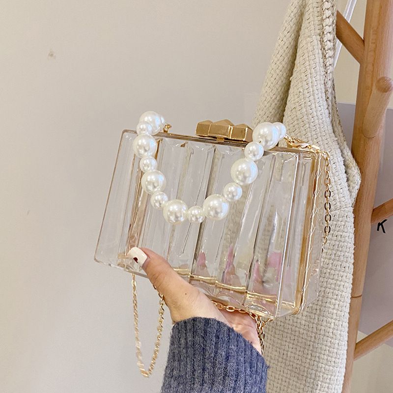 Transparente Geleetasche Neue Mode Weibliche Tasche Acryl Perlenkette Umhängetasche