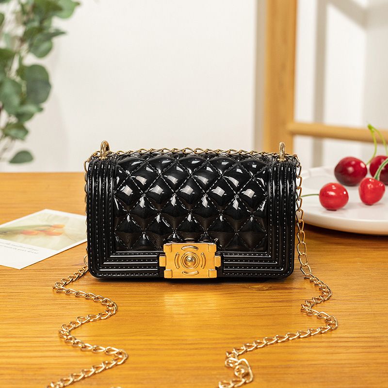 Fashion New Cute Jelly Candy Color Rhombus Square Shoulder Bag