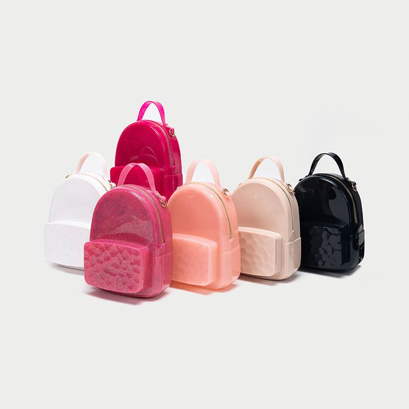 Wholesale Bolso De Gelatina De Moda Para Mujer, Nueva Mochila Coreana De Color Sólido Simple