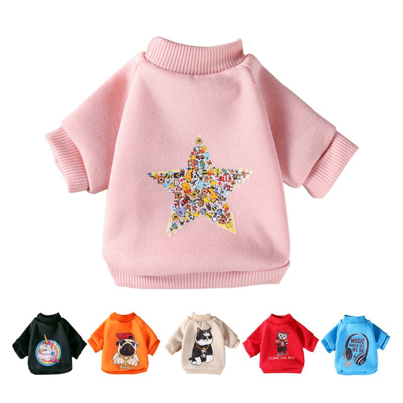 Small Dogs Two-legged Clothes Autumn And Winter Warm Cartoon Dog Sweater Printing Dog Clothes