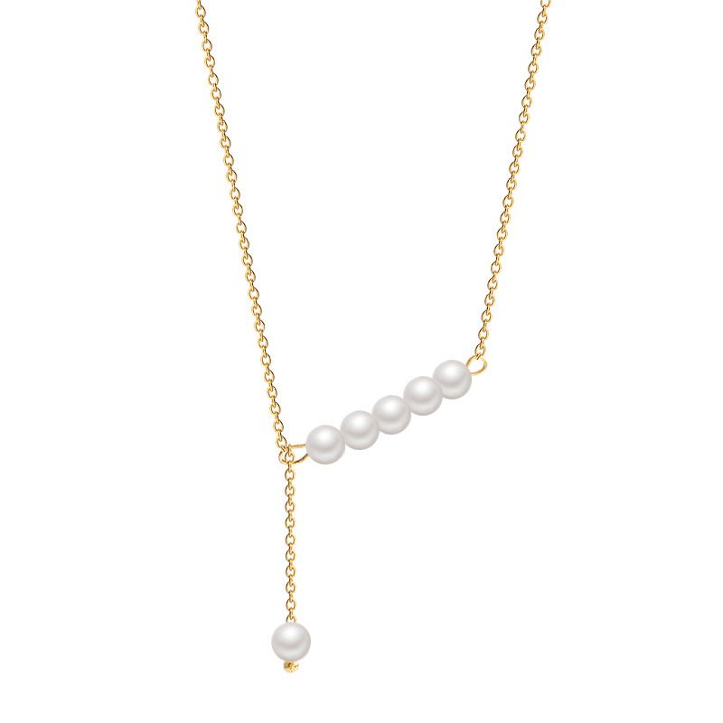 Simple Pearl Titanium Steel Necklace Trend Pendant Design Light Luxury Clavicle Chain