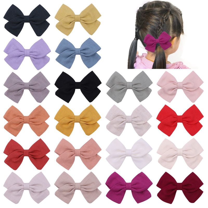 Fashion New Children's Bow Hairpin Baby Hairpin Personality Cotton Solid Color Hairpin