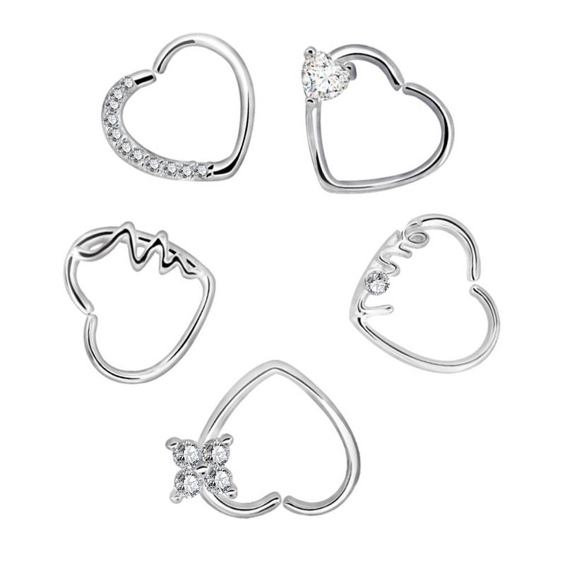Stainless Steel Hot Sale Love Zircon Nose Ring Multi-function Earrings Ear Bone Nail Piercing