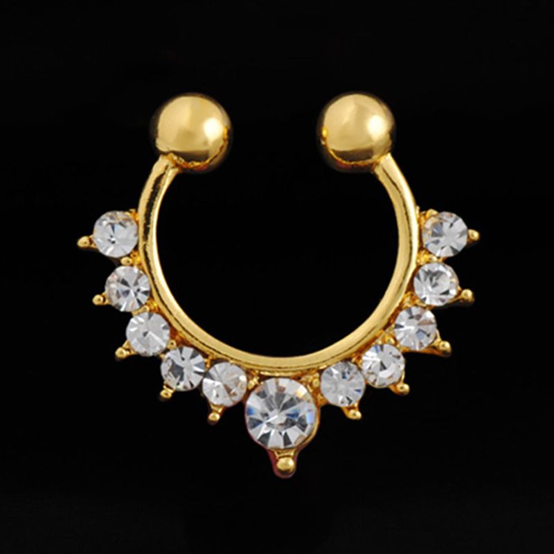 Fashion Golden Crystal Inlaid Diamond Nose Ring Wholesale