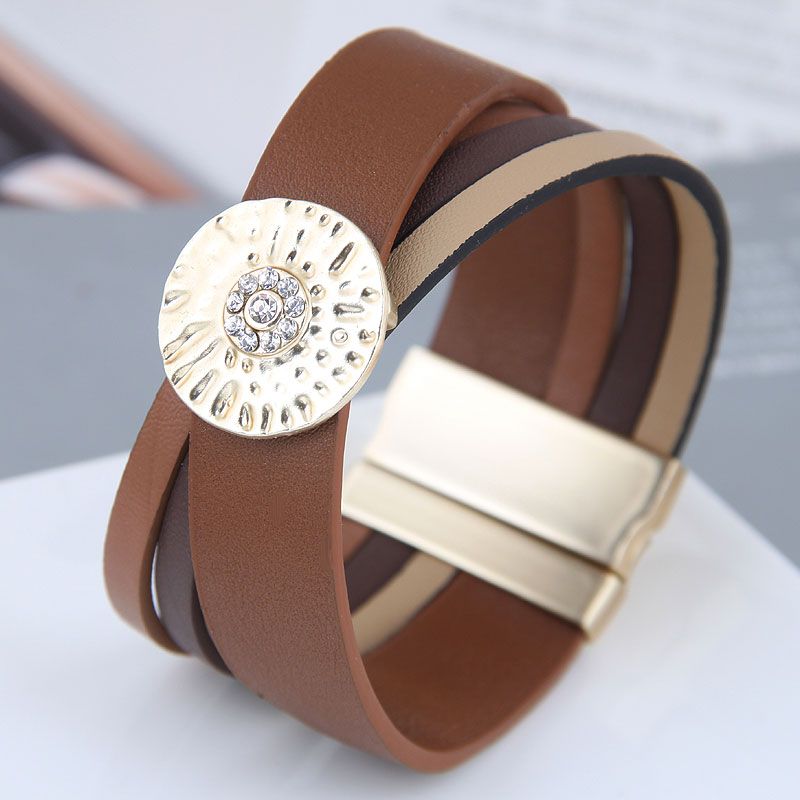 European And American Trend Simple Leather Metal Accessories Bracelet