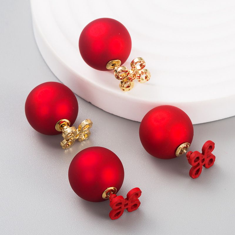 Simple And Fashionable Chinese Knot Earrings Big Spherical Ear Plugs Earrings