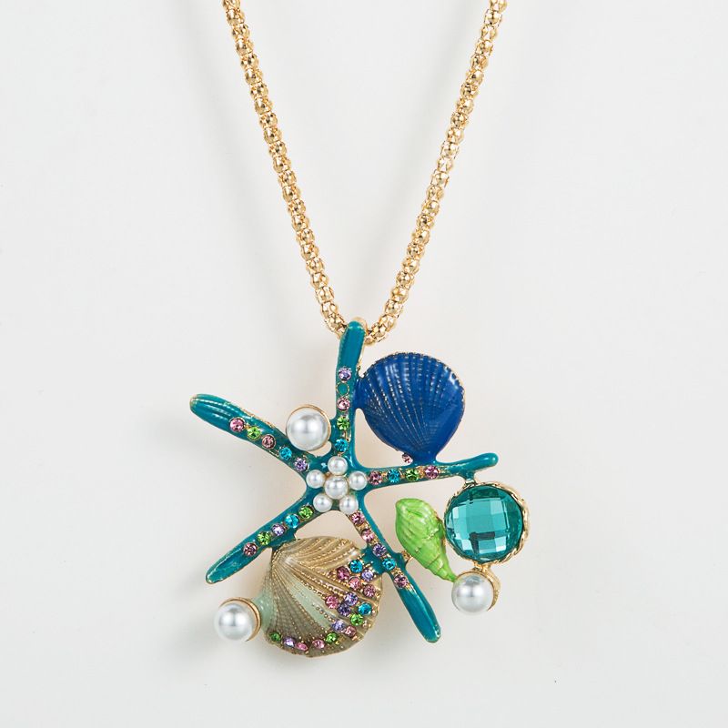 Europäische Und Amerikanische Mode-ozean-stil-serie Seestern Jakobsmuschel Perlenlegierung Halskette