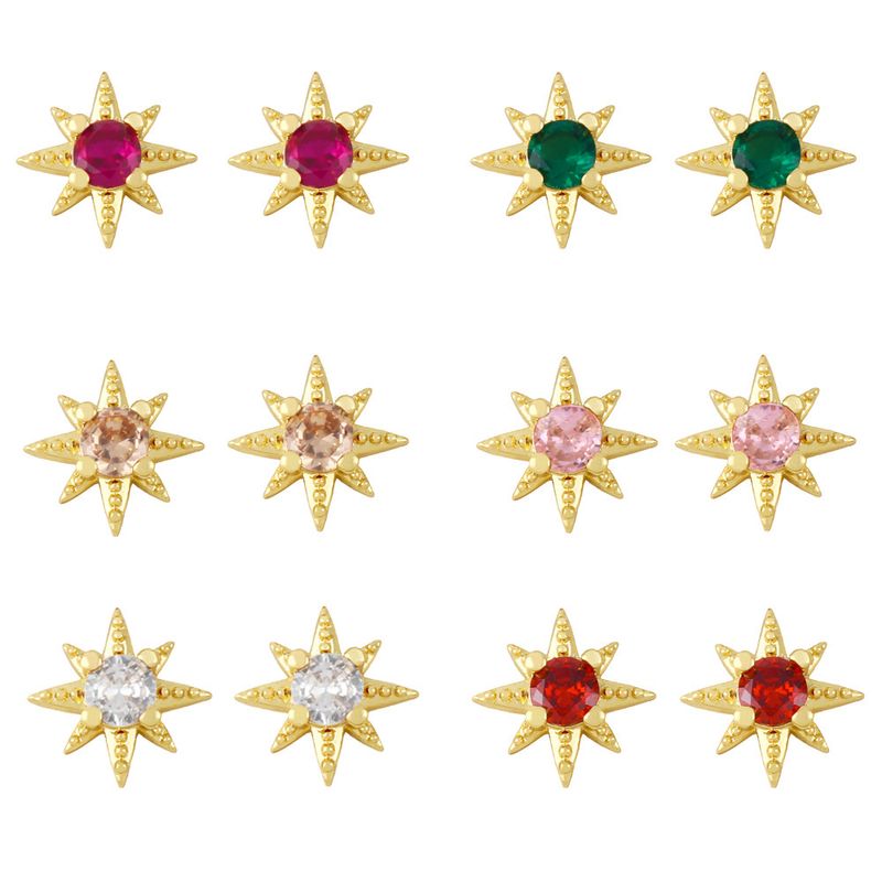European And American New Simple Star Diamond Copper Earrings