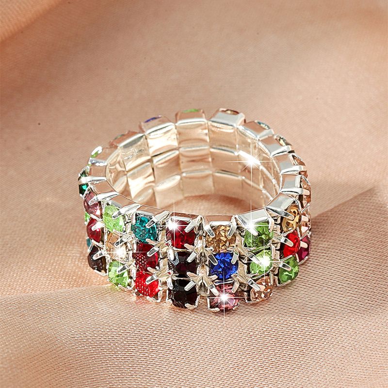 Colorful Romantic Holiday Women's Rhinestone Elastic Ring