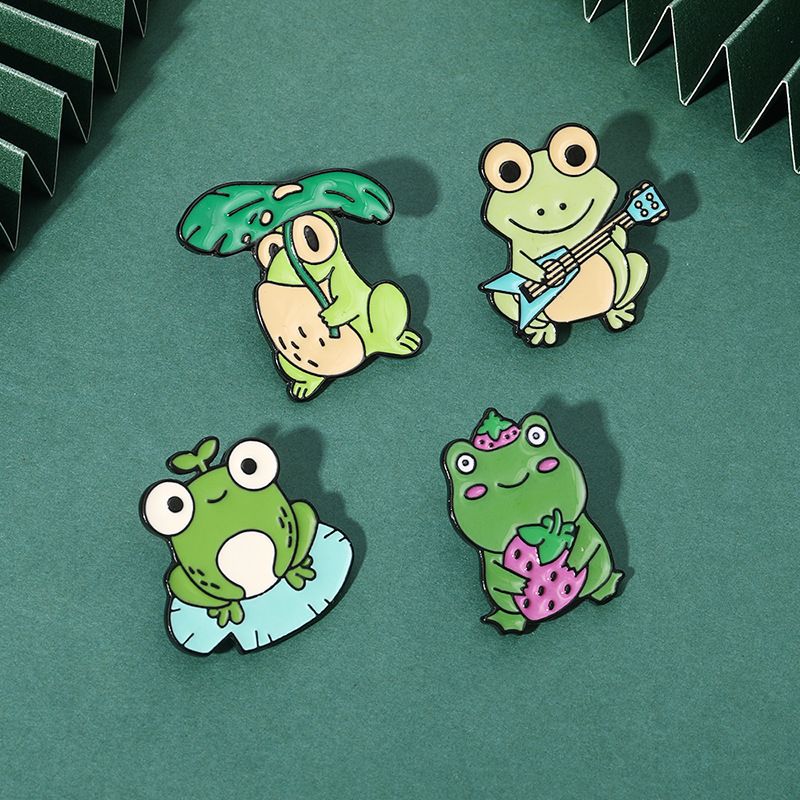 New Enamel Lotus Leaf Frog Brooch Creative Cartoon Badge Wholesale