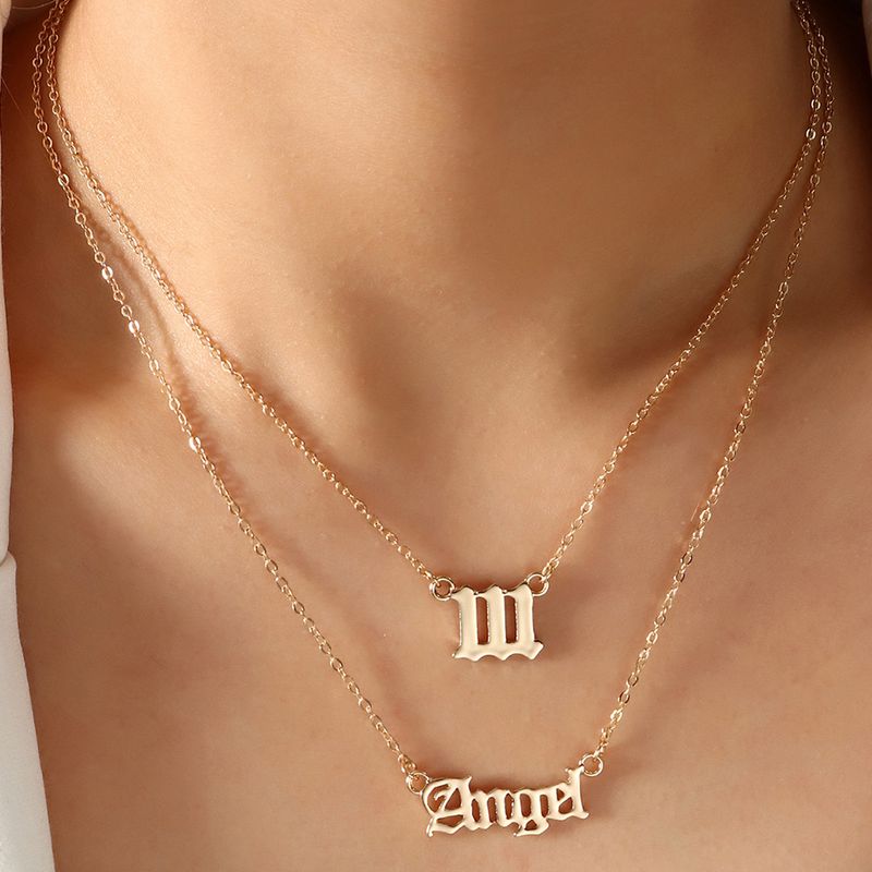 Angel Lucky Number Angel Letter Necklace 2 Pieces