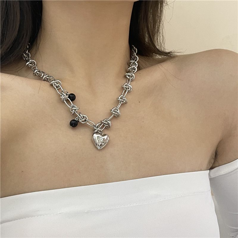 Titanium Teel Heart Necklace Female Personality Thorn Sweater Chain Bracelet