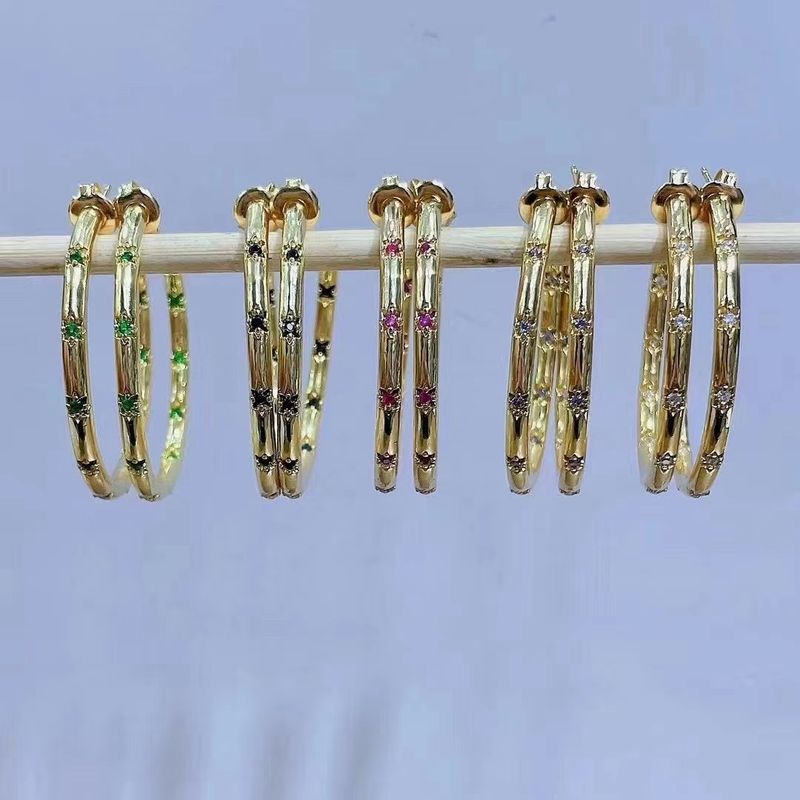 Simple C-shaped Micro-inlaid Zircon Large Hoop Earrings Jewelry
