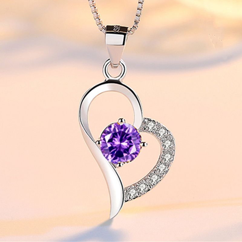 Heart Pendant Fashion Amethyst Pendant Simple Crystal Jewelry Wholesale