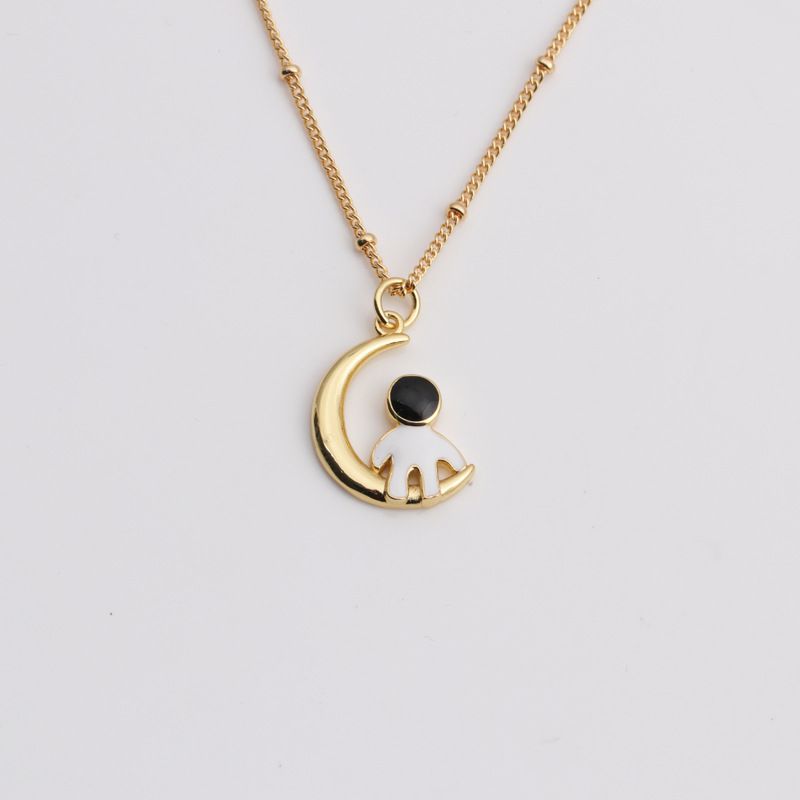 Copper Zircon Necklace Accessories Micro-inlaid Zircon Stand-alone Moon Pendant Necklace Women