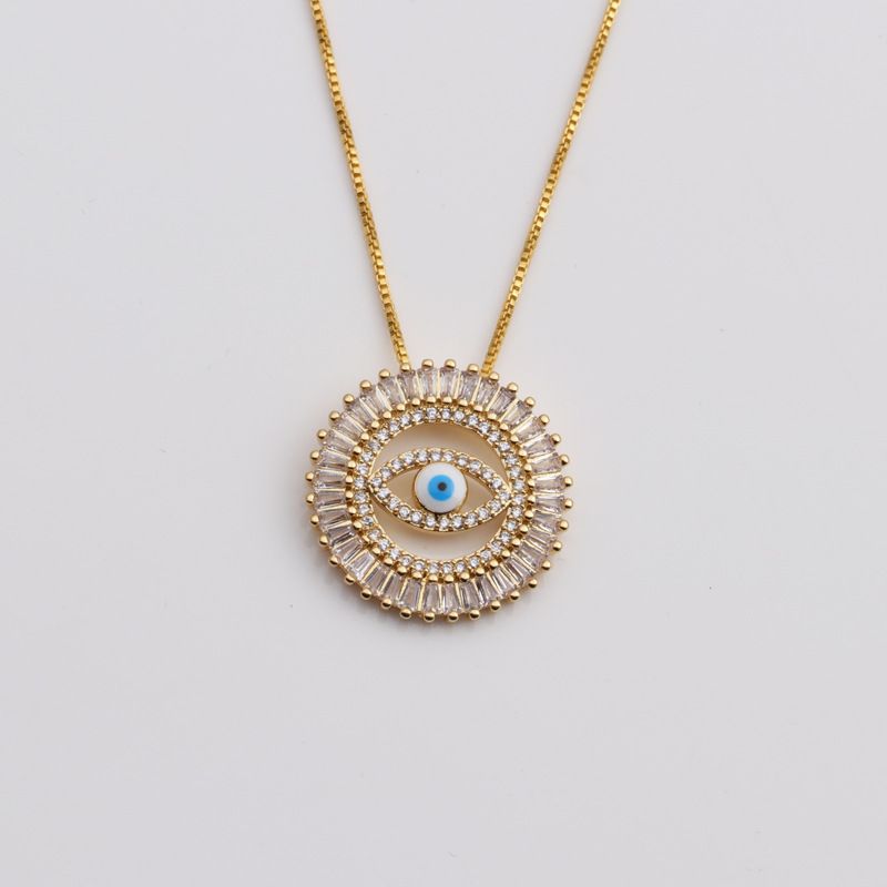 Copper Zircon Retro Turkish Blue Eye Necklace Female European And American Jewelry