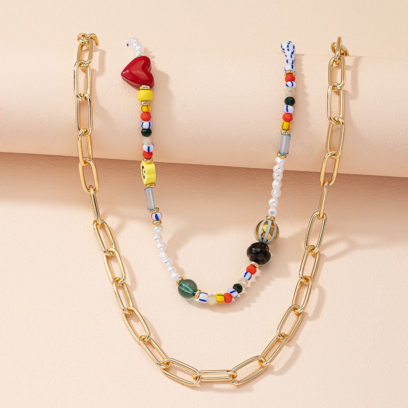 Collier De Chandail De Perles De Couleur De Style Ethnique Femme Chaîne Épaisse De Chandail De Chaîne En Gros