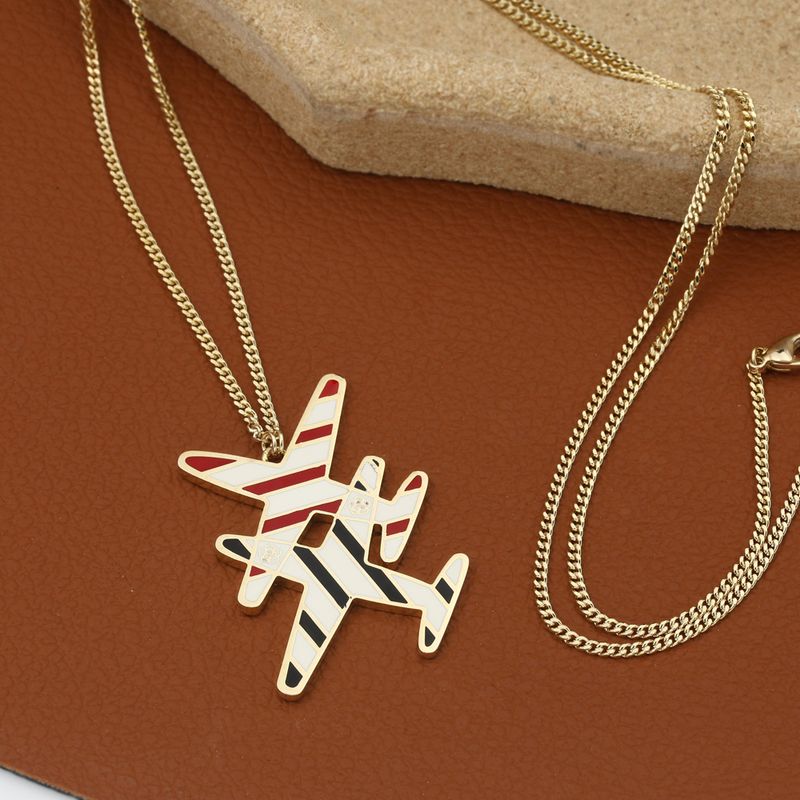 Simple Classic Airplane Pendant Necklace Sweater Chain