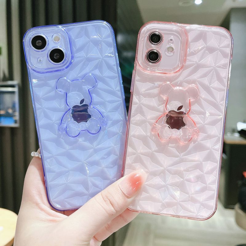 Diamond Pattern Transparent Bear Pattern Suitable For Iphone Mobile Phone Case