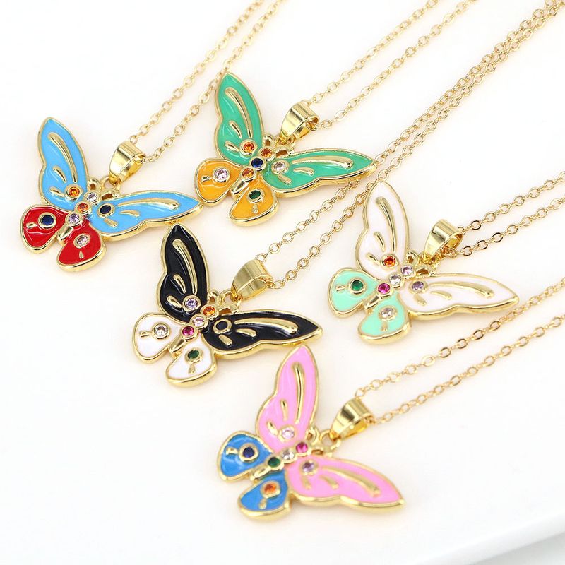 Fashion Color Butterfly Micro-inlaid Zircon Necklace Simple Necklace Jewelry