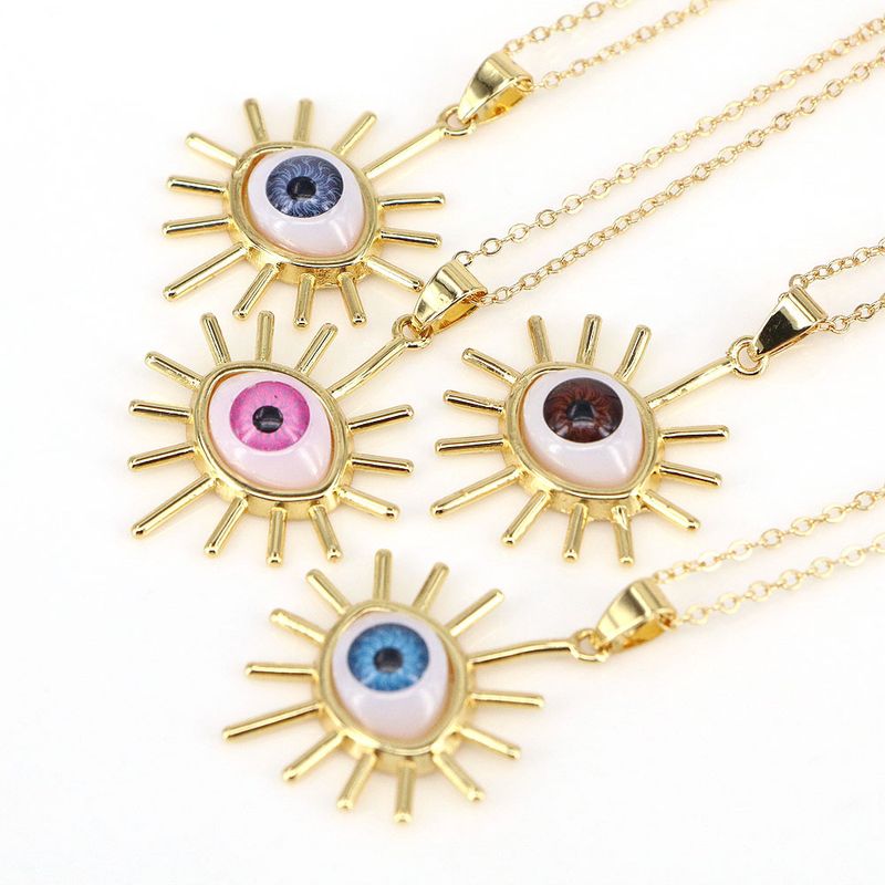 New Evil Eye Pendant Necklace Copper Drip Oil Eye Necklace Jewelry