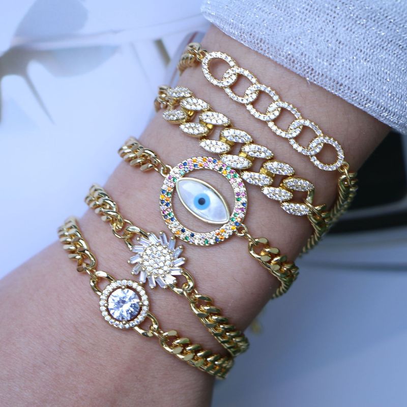 Pulsera De Moda Con Incrustaciones De Circón Pulsera De Cobre Con Ojo Del Diablo