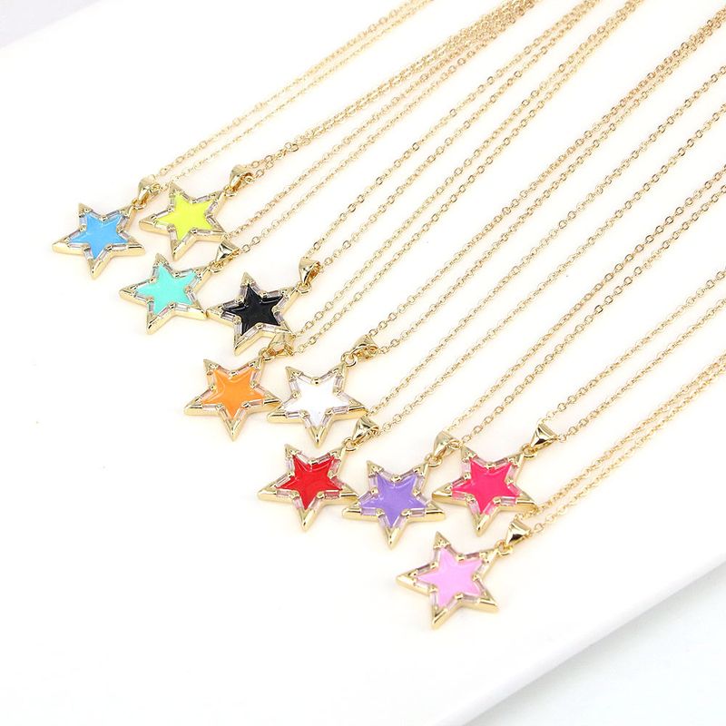 Summer Fashion Color Star Necklace Clavicle Chain