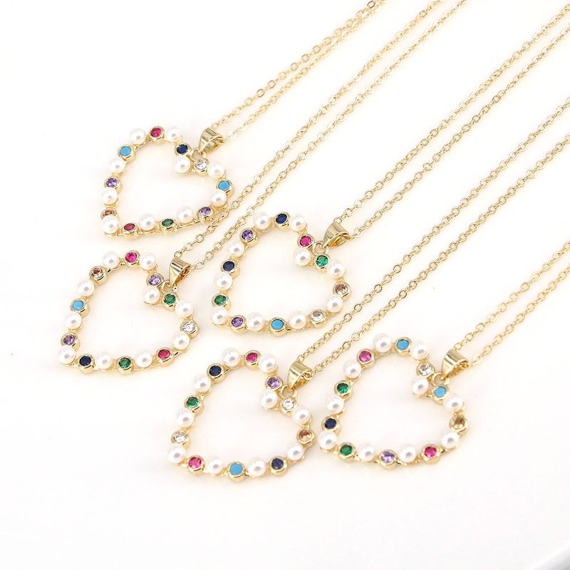 New Style Heart Pearl Micro-inlaid Zircon Necklace Fashion Clavicle Chain