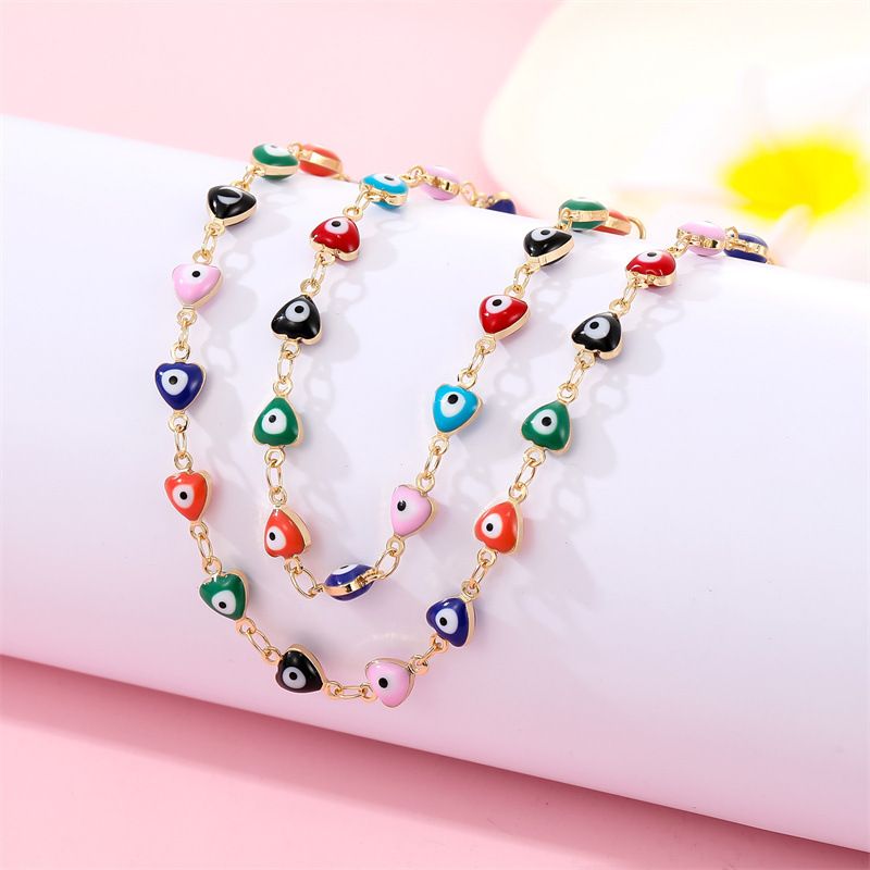 Corazón Retro Ojos De Demonio Ojos De Color Pulsera Collar