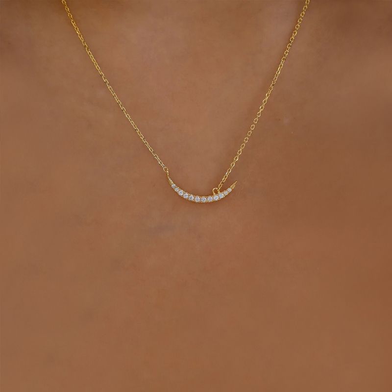 Simple Diamond Moon Necklace Wholesale Jewelry