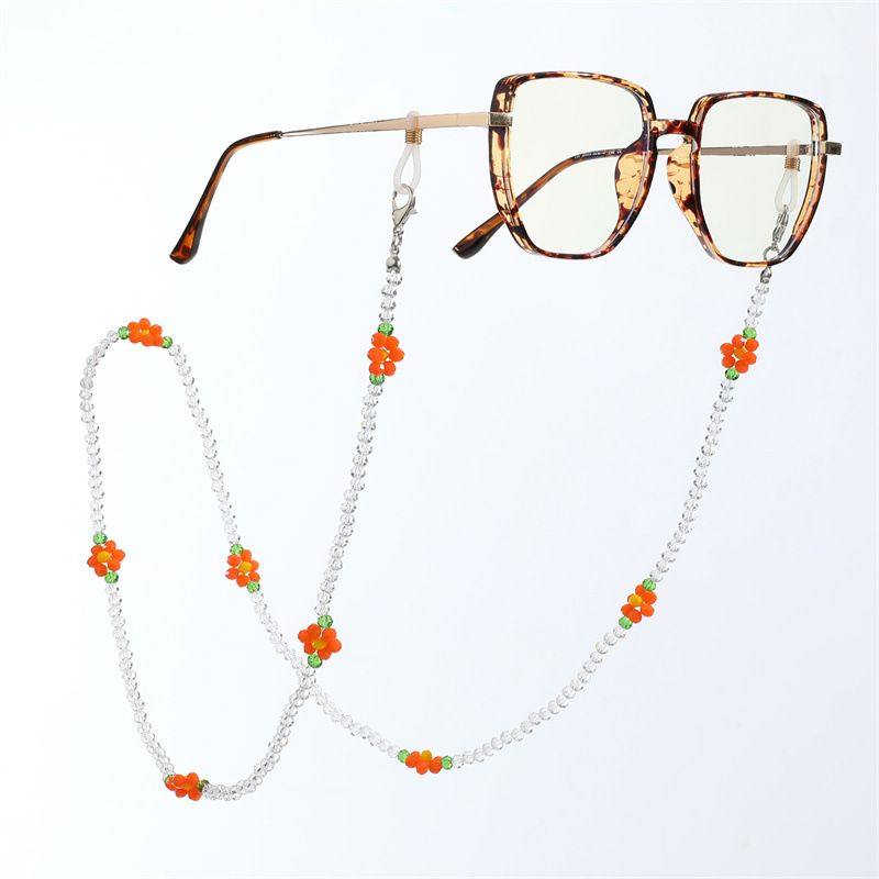 Koreanische Einfache Reisperlen Sonnenblumenmaske Kette Schlüsselband Brillenkette Transparente Perlenkette Maskenseil