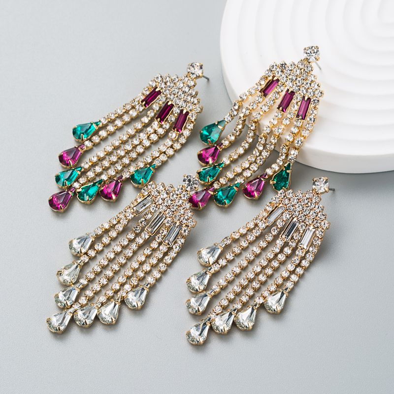 Fashion Diamond-studded Acrylic Tassel Earrings Drop Earring